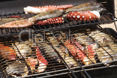 Fish on grill