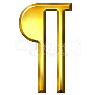 3D Golden Pilcrow Paragraph Symbol