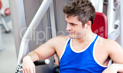 man using a bench press