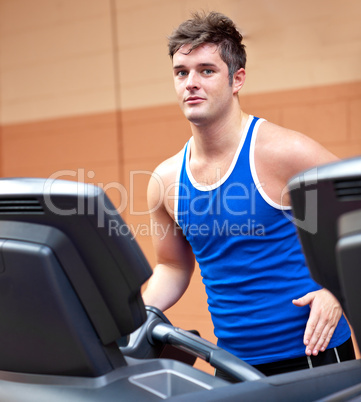 man on a running machine