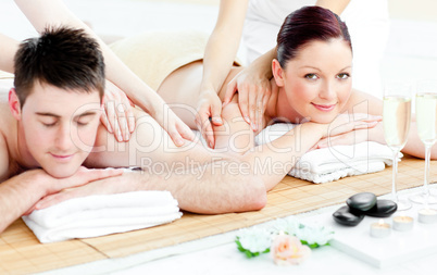 couple enjoying a back massage