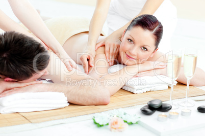 couple enjoying a back massage