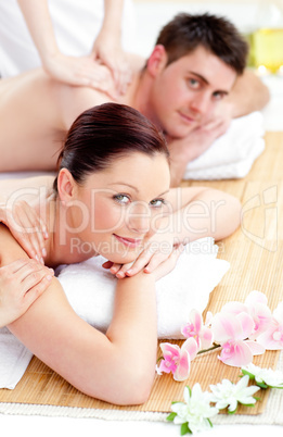 couple enjoying a back massage