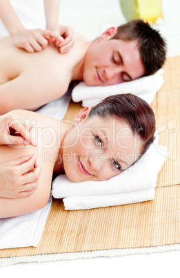 couple receiving a back massage