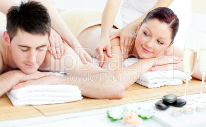 couple enjoying a back massage