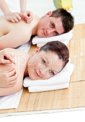 couple enjoying a back massage