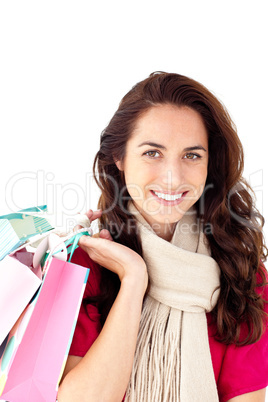 woman holding shopping bags