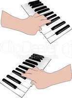 Hand and music keyboards