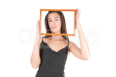 Woman with frame