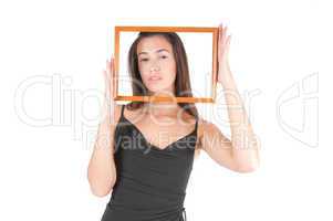 Woman with frame