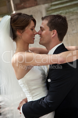 Happy bride and groom