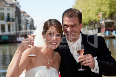 Happy bride and groom