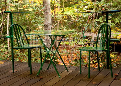 Green table and chairs