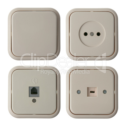 Four wall mounted electrical plates