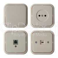 Four wall mounted electrical plates