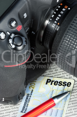 Kamera und Presseausweis Camera and press card