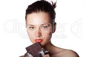 Girl posing with chocolate in hand