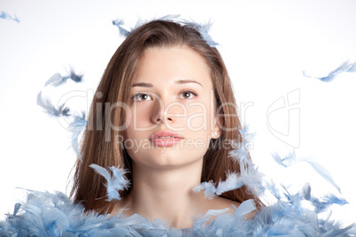 Young woman posing on a white background Young woman posing on a white background