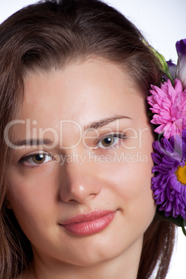 Beautiful face with flower on it