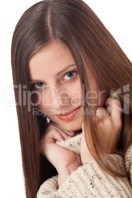 Portrait of beautiful young woman wearing turtleneck