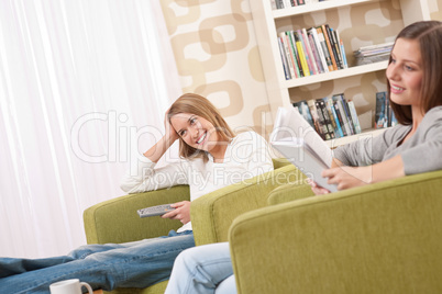 Students - Two female student  relaxing home