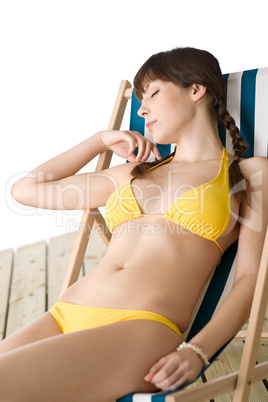 Beach - Beautiful woman sunbathing in bikini