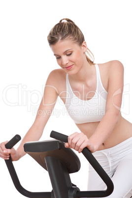 Fitness series - Sportive woman cycling