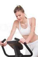 Fitness series - Sportive woman cycling