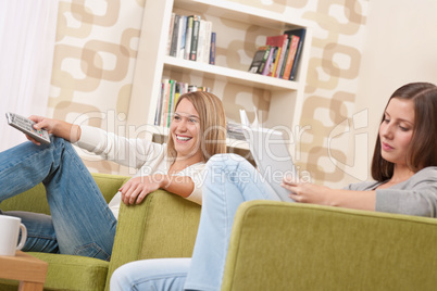 Students - Two female student  relaxing home