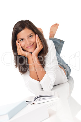 Smiling teenager woman with books