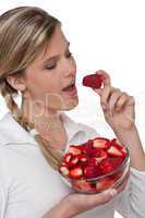 Healthy lifestyle series - Woman eating strawberry