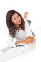 Smiling teenager with books