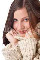 Portrait of beautiful young woman wearing turtleneck