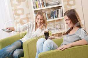 Students - Two female student relaxing home