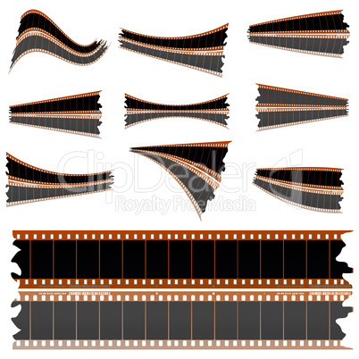 Negative film strips on white