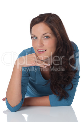 Portrait of beautiful happy brown hair woman