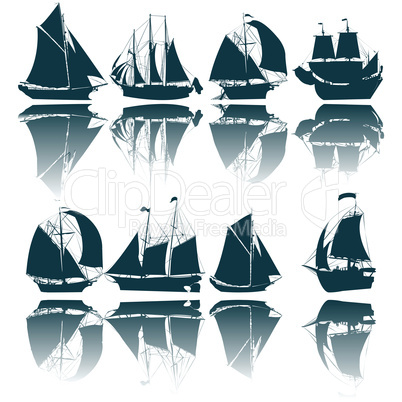 Sailing ship silhouettes