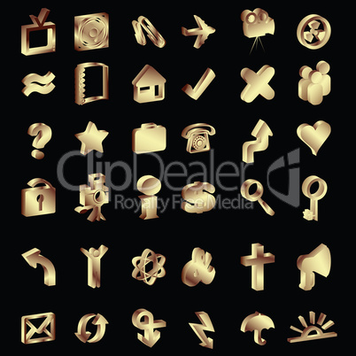 3D gold icons set