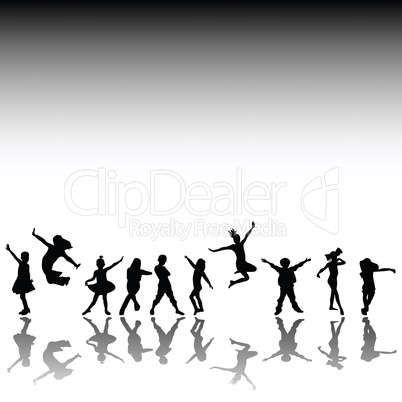 Happy kids silhouettes