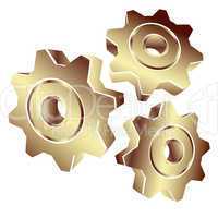 3D gears in gold