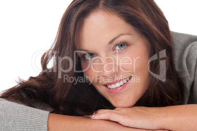 Portrait of beautiful happy brown hair woman