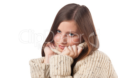 Portrait of beautiful young woman wearing turtleneck