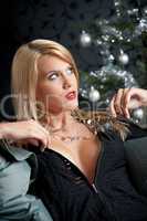 Portrait of blond woman on Christmas