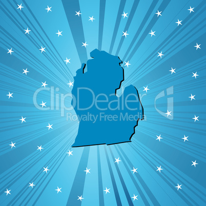Blue Michigan map