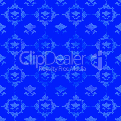 Blue pattern with floral decorations