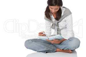 Brown hair teenager holding book