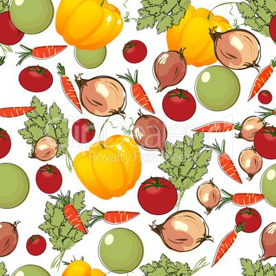 Vegetables pattern on white