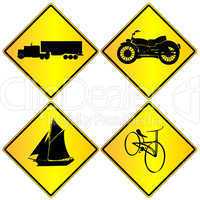 Metalic transport signs set