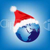 Santa hat on globe