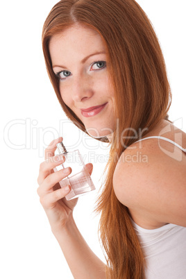 Body care series - Smiling young woman with perfume